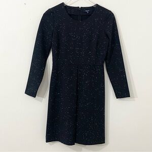 Madewell Gia Marled Concept Dress in Black Womens Size 2 Long Sleeves Pleated